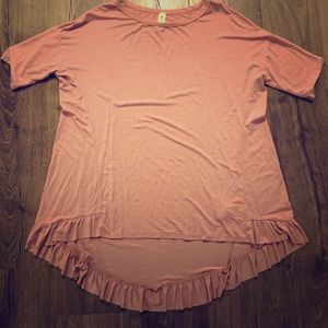 Boutique Mauve hi-low pink ruffle top Small
